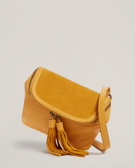 Alt. front shot of Convertible Fringe Belt Bag in Saffron