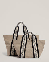 Italian Canvas Tote in Natural and the Italian Canvas Mini Tote in Natural
