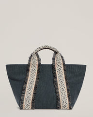 Front shot of Italian Canvas Mini Tote in Charcoal