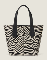 Front shot of Tab Tote in Zebra Haircalf