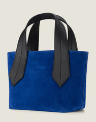 Side shot of Tab Tote Mini in Blue Suede