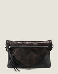 Front shot without chain strap of Wearable Wallet Belt Bag with Chain Strap in Black Metallic