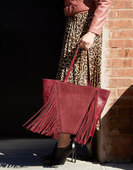 Model wearing Cascade Fringe Bag