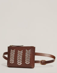 Front shot of Laced Up Zip Top Belt Bag in Chocolate