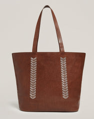 Alt. front shot of Laced Up Leather Tote in Chocolate
